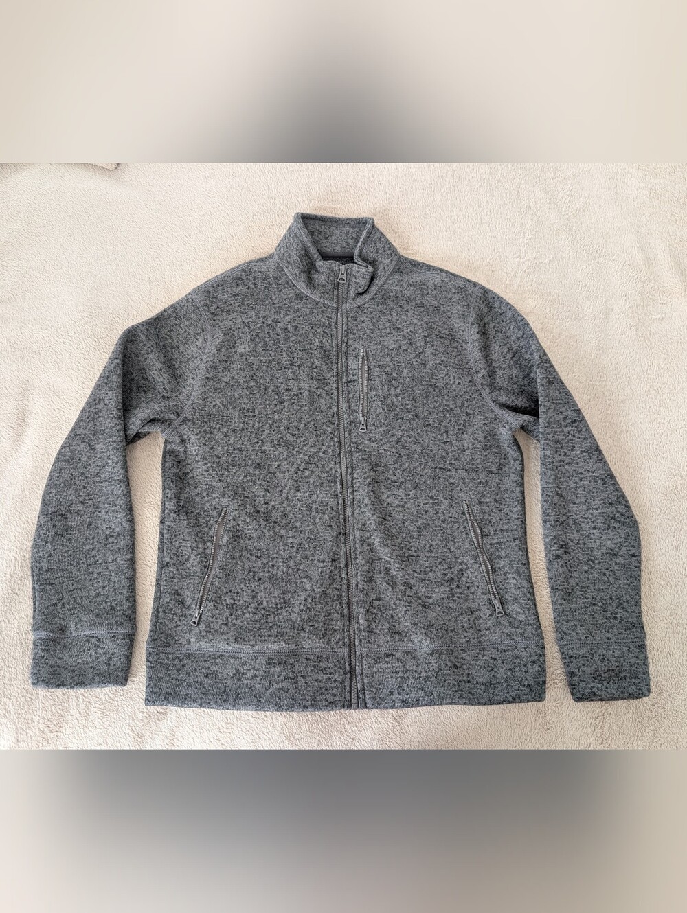 Lucky Brand Men's Heather Gray Full-Zip Sweater Jacket